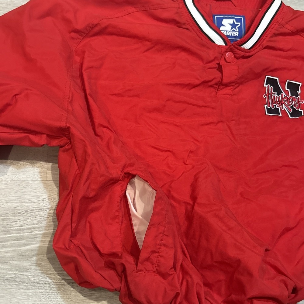 Vintage Starter Nebraska Cornhuskers 1/4 Button Pullover Red Men's Size L 90s‎ - Picture 7 of 9